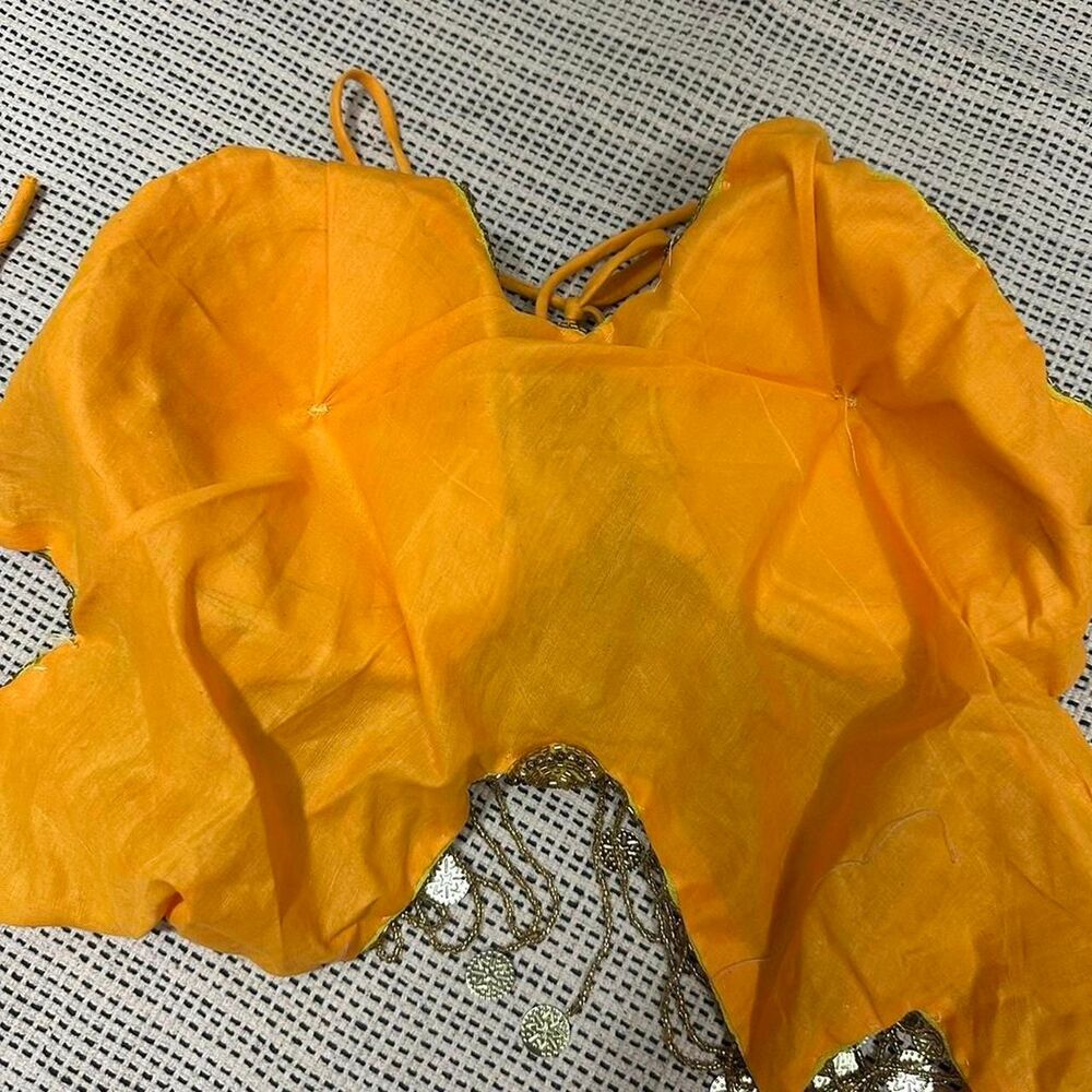 Y2K Yellow Beaded Butterfly Halter Belly Dance Crop Top - Picture 4 of 6